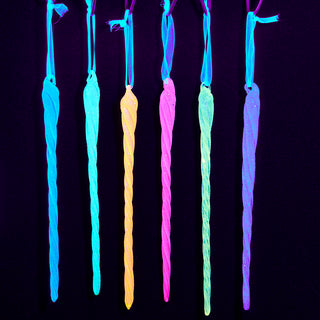 Luminosity Glass Glow In The Dark Glittered Icicle Ornaments, 6 Assorted D4660