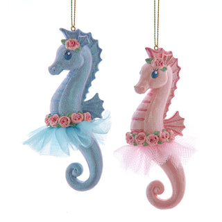 Coastal Pink & Blue Ballerina Seahorse Ornaments E1014 Tiny Dancer