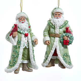 Mistletoe Santa with Cardinals Ornament Set E1023