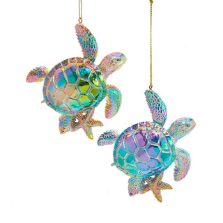 Coastal Electroplated Sea Turtle Ornament Set E1116 Under the Sea