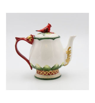 Evergreen Holiday Cardinal Hollyberry Teapot