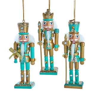 Pre-Order Kurt Adler 6" Aqua & Gold Nutcracker Ornaments set F2369