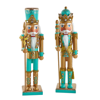 Kurt Adler 11" Aqua & Gold Nutcracker F2370 Turquoise & Gold