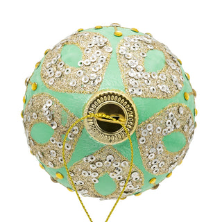 80MM Glass Aqua & Silver Glitter Ball Ornaments, 6-Piece Box