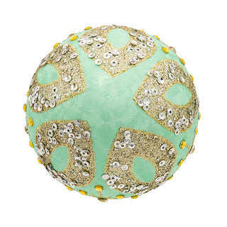 80MM Glass Aqua & Silver Glitter Ball Ornaments, 6-Piece Box