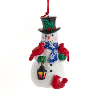 Kurt Adler Snowman With Cardinals & Lantern Ornament H5921 Mistletoe Kisses