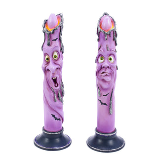 Haunted Battery-Operated Ghost Face Candles Set Tabletop Decor HW1790