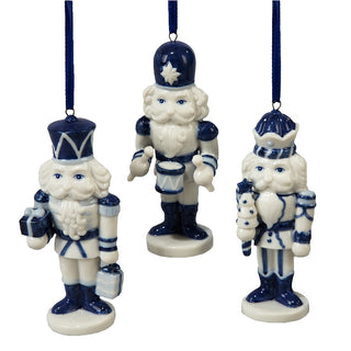 Kurt Adler Porcelain Delft Blue Nutcracker Ornament Set J0853 Indigo Dreams