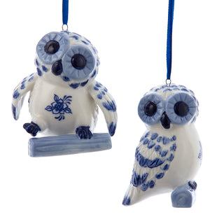 Blue Delft Porcelain Owl Ornament Set J7794