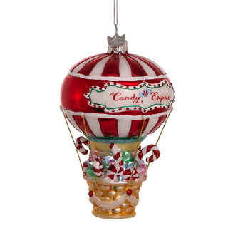 Noble Gems™ Peppermint Candy Hot Air Balloon Glass Ornament NBX0017