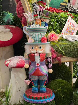 Hollywood Nutcrackers  Alice & Friends in Tea Cup Party Hat Nutcracker HA0622 Alice in Wonderland