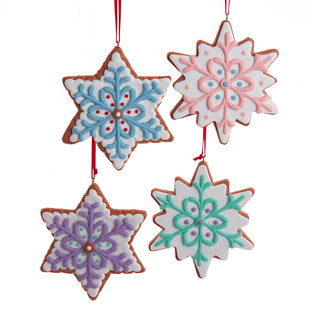 GIngerberad Pastel Colored Snowflake Frsoted Sugar Cookie Ornaments Set T3351