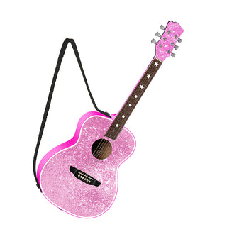 Pink Glittered Guitar With Strap Ornament T3721 Honky Tonk