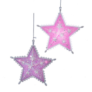Pink & Silver Star Ornaments Set T3764 Honky Tonk