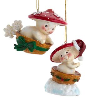 Mushroom Playing In Bowl Sled Ornament Set MLM0013 Merry Little Mushroom