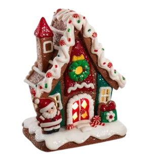 6" Battery Operated LED Gingerbread House With Santa GBJ0041