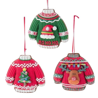 Kurt Adler Whimsical Retro Ugly Sweater Ornaments Set K125-TF1772