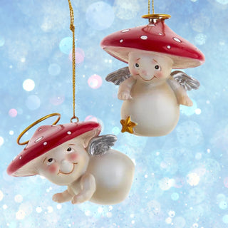 Whimsical Christmas Merry Little Mushroom Angel Ornament Set MLM0009