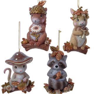 Magical Woods 3.7" Brown & Copper Forest Animal Ornaments