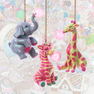 Bubble Gum Giraffe, Zebra, Elephant Ornament K4427 Spoonful of Sugar