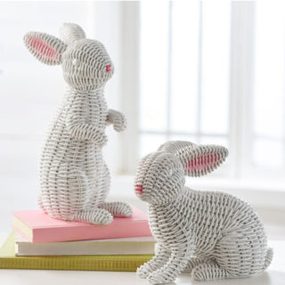 Raz Easter 12.75" White Woven Bunnies Set 4511310