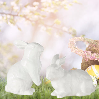 Raz Easter 4" Clay White Rabbit Set 4210151
