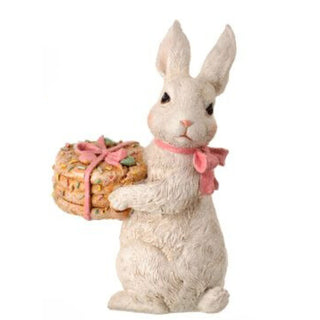 6" Easter Bunny with Treats Cupcake ice Cream Cookie Macaroon Figurine MT23704