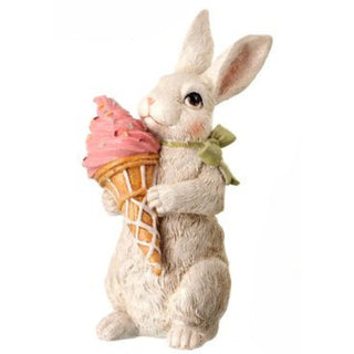 6" Easter Bunny with Treats Cupcake ice Cream Cookie Macaroon Figurine MT23704