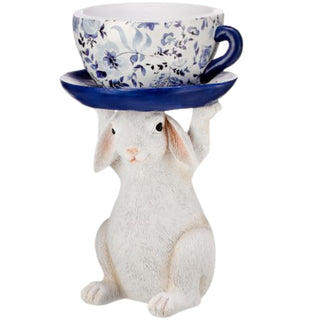 French Country Blue Floral Bunny w/ Teapot & Cup MT25783