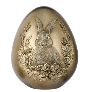 Embossed Bunny on Golden Egg Easter Spring Gold Decor MT26130