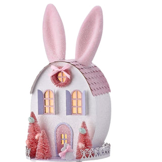 Easter 12.5" LED Light up Paper Bunny House w/timer MT26569
