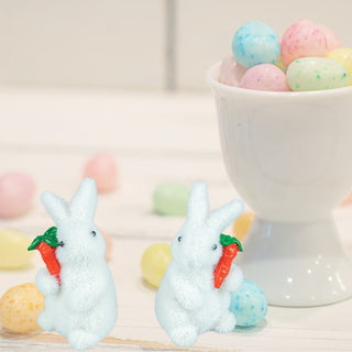Flocked mini Bunny Set of 2 65455