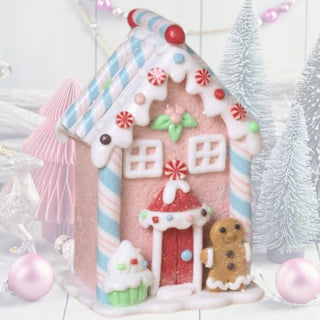Pre-Order Gerson 5" Pastel Christmas Gingerbread House 2806470