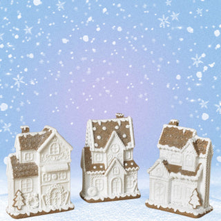 Gerson 5.5" Brown Frosted Gingerbread House Set 2694730