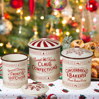 Gerson Metal Enamel Gingerbread Christmas Holiday Containers w/ Lids 2604670