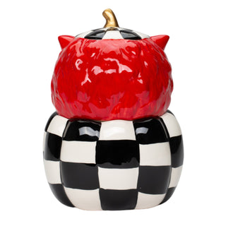Cosmos Whimsical Checkerboard Black White Checked Owl Candy Jar CO4-39-21095