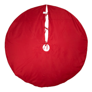 60" Red Dupion Embroidered Tree Skirt