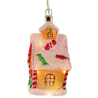 Kurt Adler 5" Glass USB Warm White LED Gingerbread House Ornament