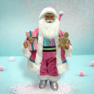 Pink Gingerbread Santa w/Present 05-05342 North Pole Sweet Shoppe