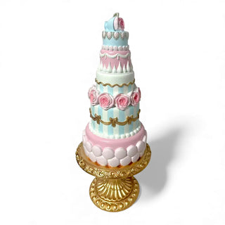 Pre-Order 21in Marie Tiered Wedding Cake w/Macaroons Roses 29-30483