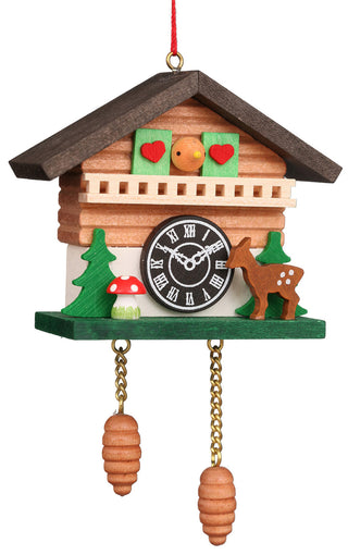 Christian Ulbricht Ornament Chalet Cuckoo Clock with Deer 10-0827