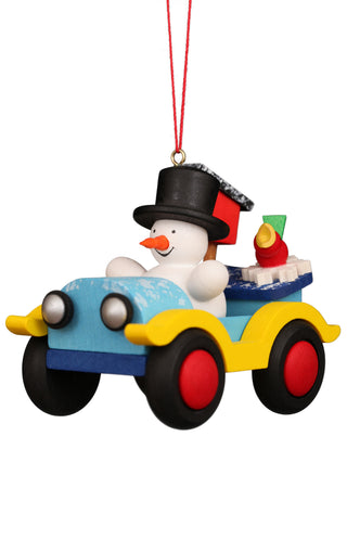 Christian Ulbricht Ornament Car with Snowman 10-0936
