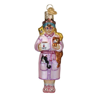 Glass Cat Lady Ornament 10251