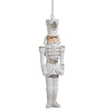 RAZ Imports 5" White and Silver Nutcracker Ornament