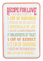 RECIPE FOR LOVE Colorful Metal Sign