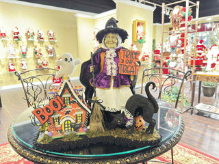 Karen Didion Lighted Willow's Haunted House Witch Black Cat Ghost Display