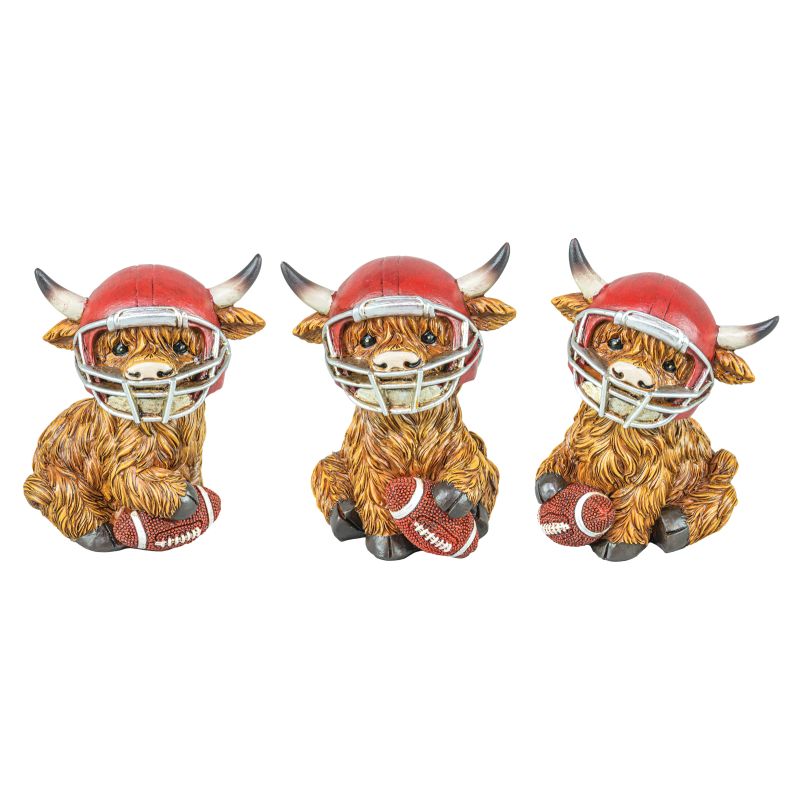 Pre-Order 3.75" Football Gridiron Highland Cow Set 15482