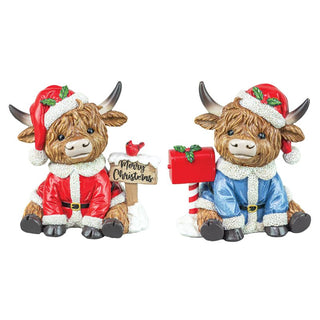 Pre-Order 6" Resin Highland Cow Santas Coat Set Tabletop