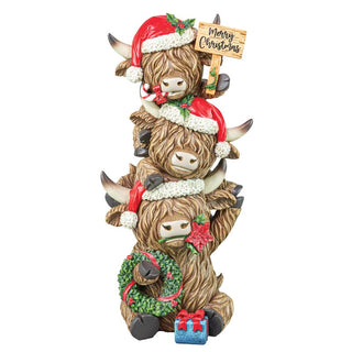 Pre-Order 13" Holiday Christmas Highland Cow Festive Stacker 15521