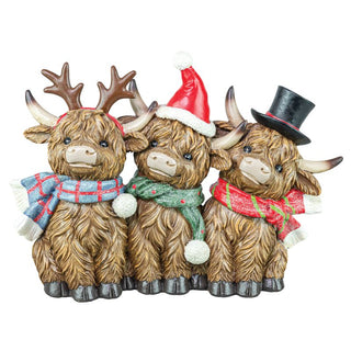 Pre-Order 7.5" Christmas Highland Cow Holiday Characters Trio 15522